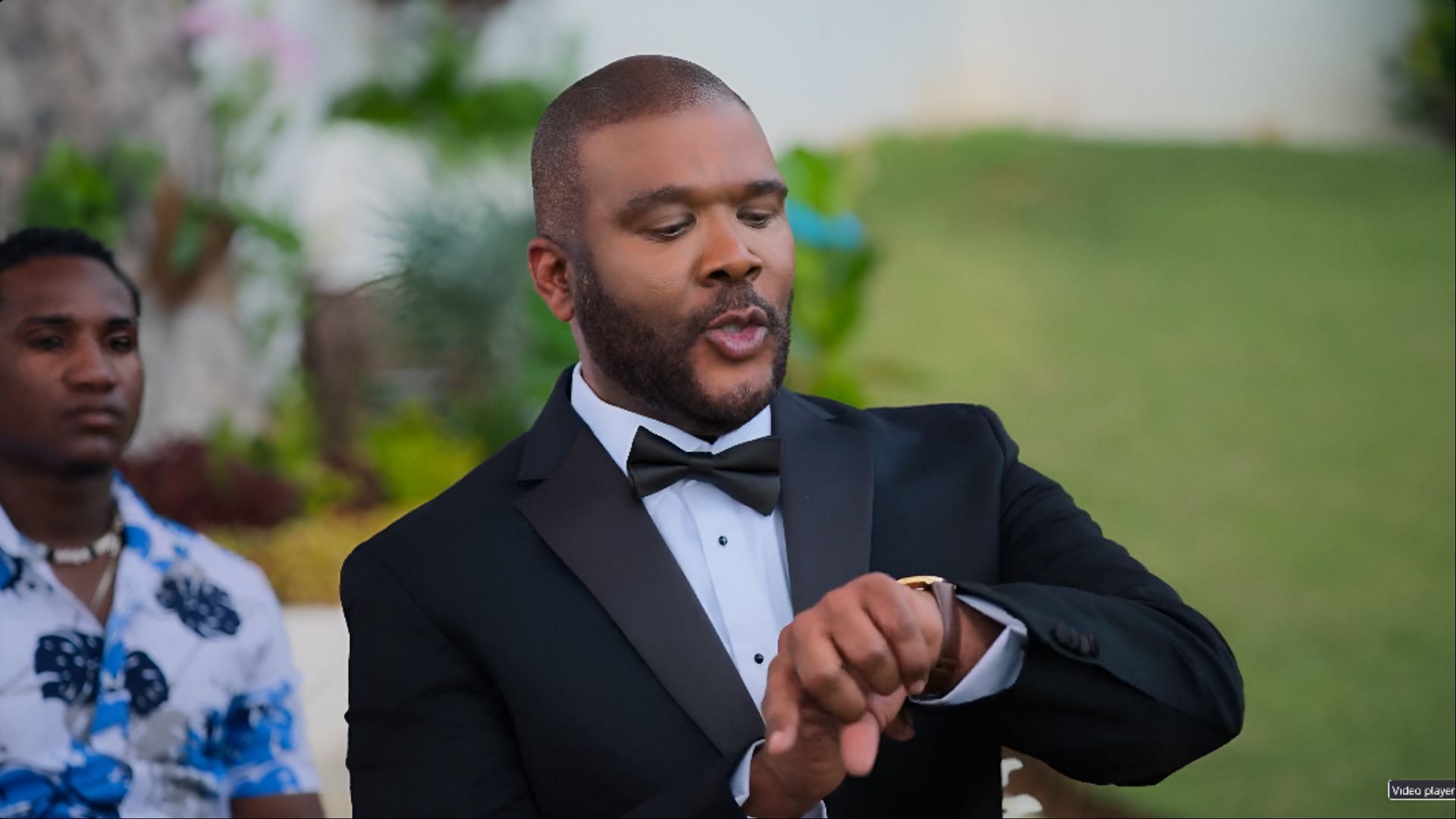 Brian Simmons tries to keep the peace in Madea’s Destination Wedding (Image via Netflix)